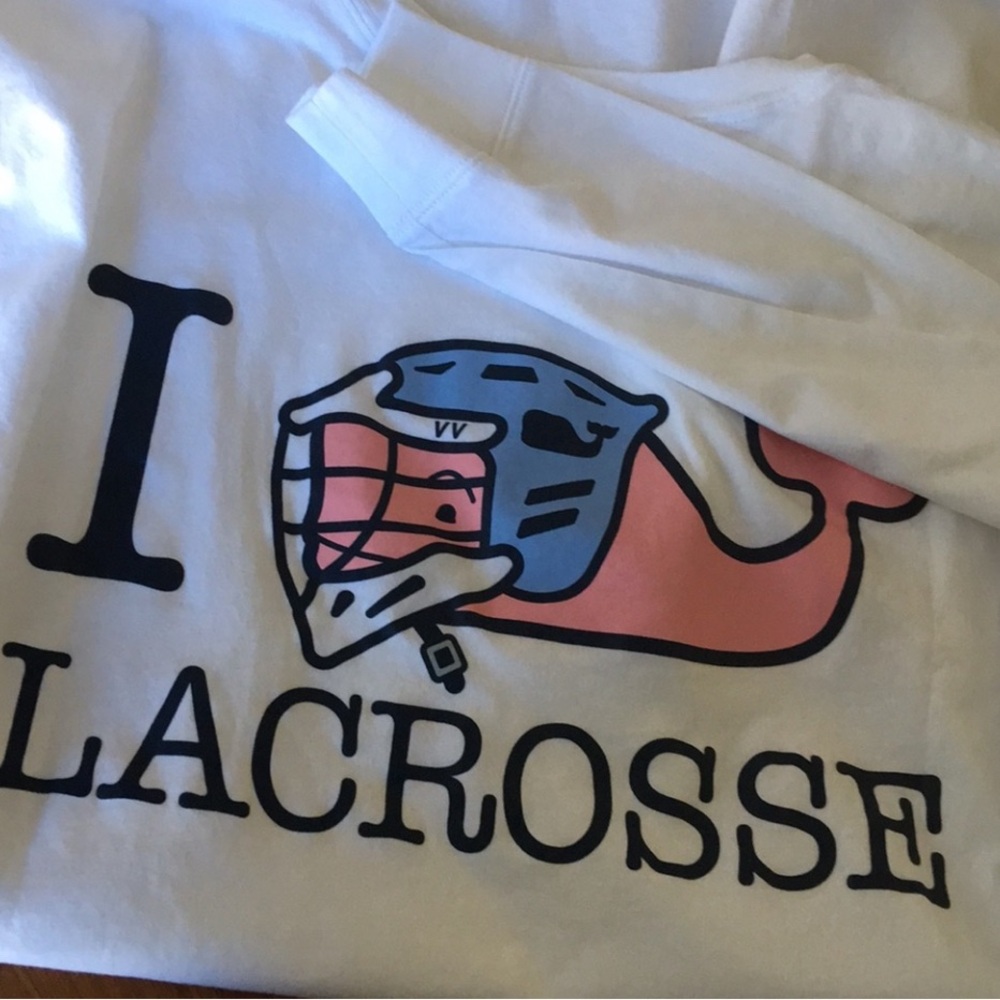 Vineyard Vines White Long Sleeve Tee with Pink and Blue Graphic